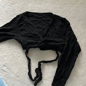 Cotton on Linen long sleeve wrap top